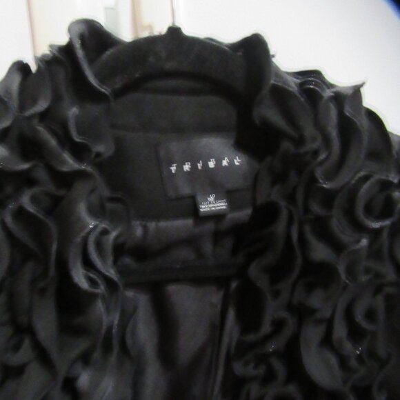 tribal modern ruffle hem blazer crop m 10 new nwt black - Picture 2 of 4